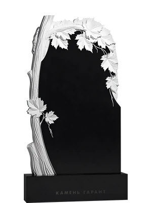 Памятник из черного гранита с кленовой композицией